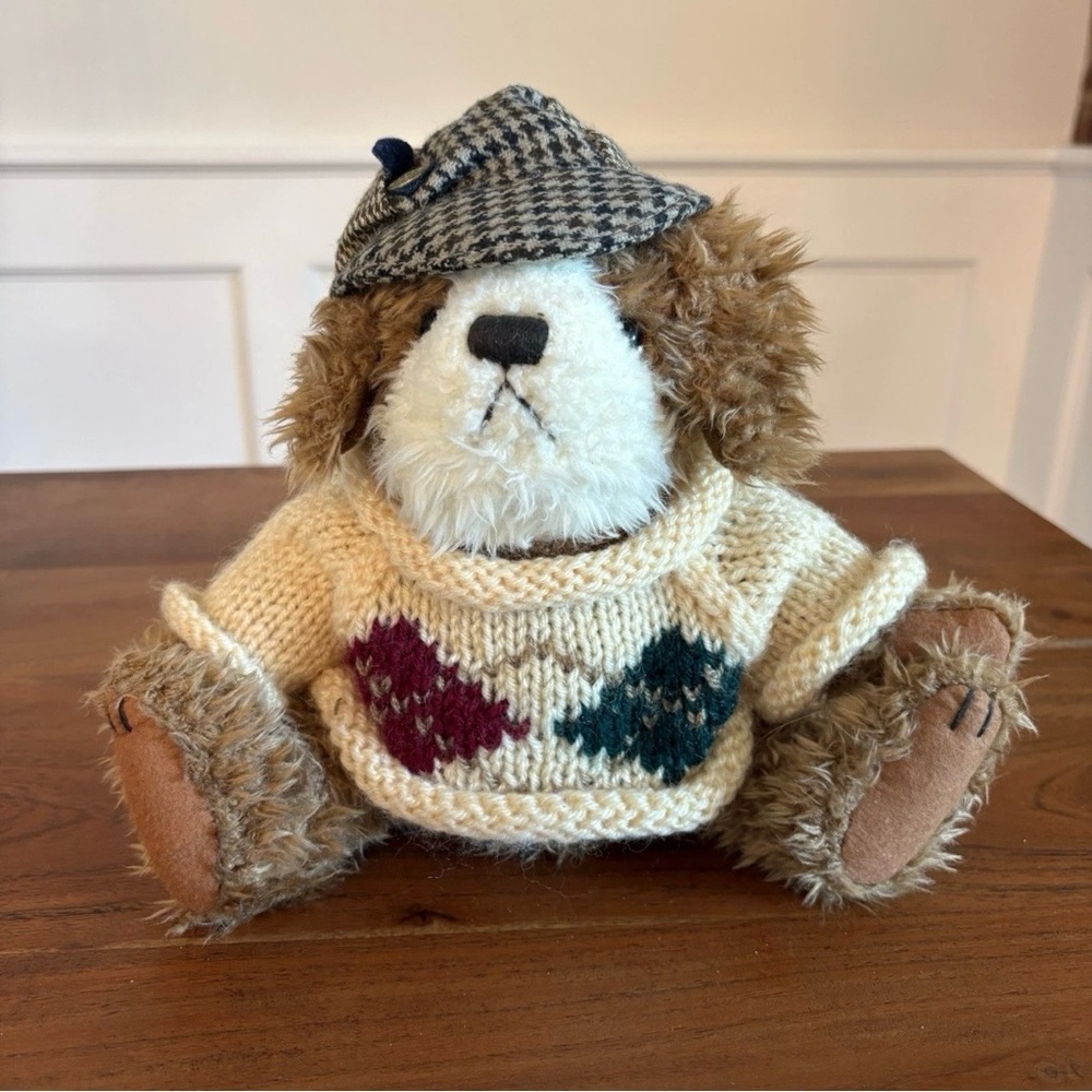 Brass Button Pickford Bears AUGIE Dog Gold Argyle Sweater Bear of Friendship